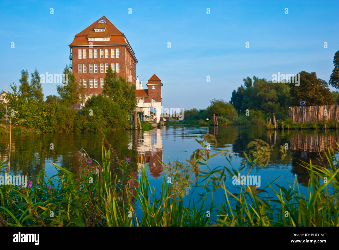 Fiume Peene a Demmin, Meclemburgo-Pomerania, Germania Foto Stock