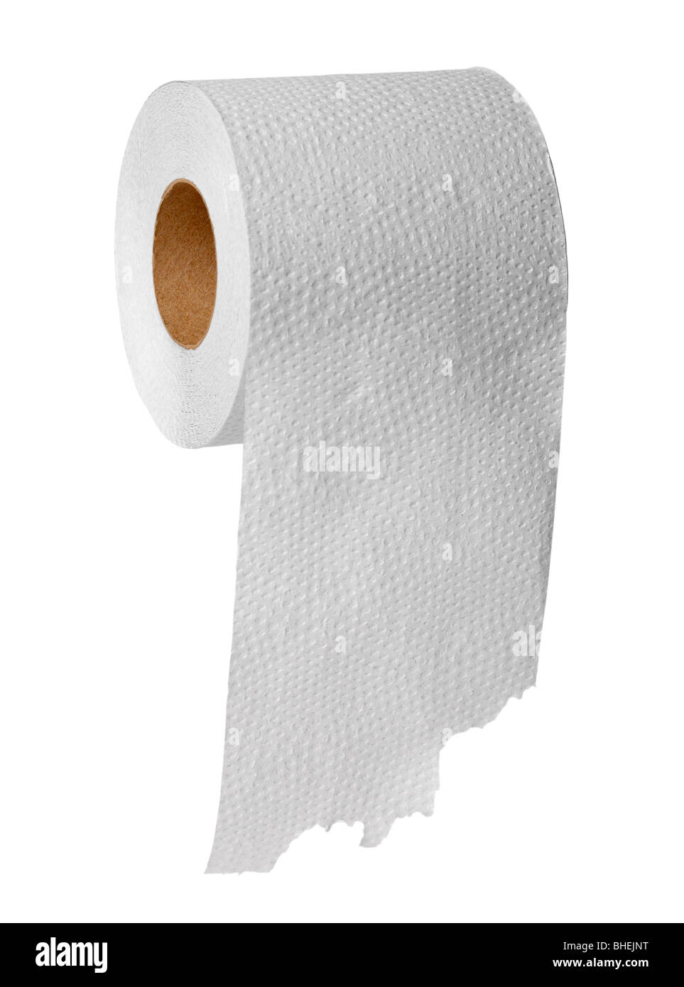 Grigio rotolo di carta igienica isolati su sfondo bianco Foto Stock