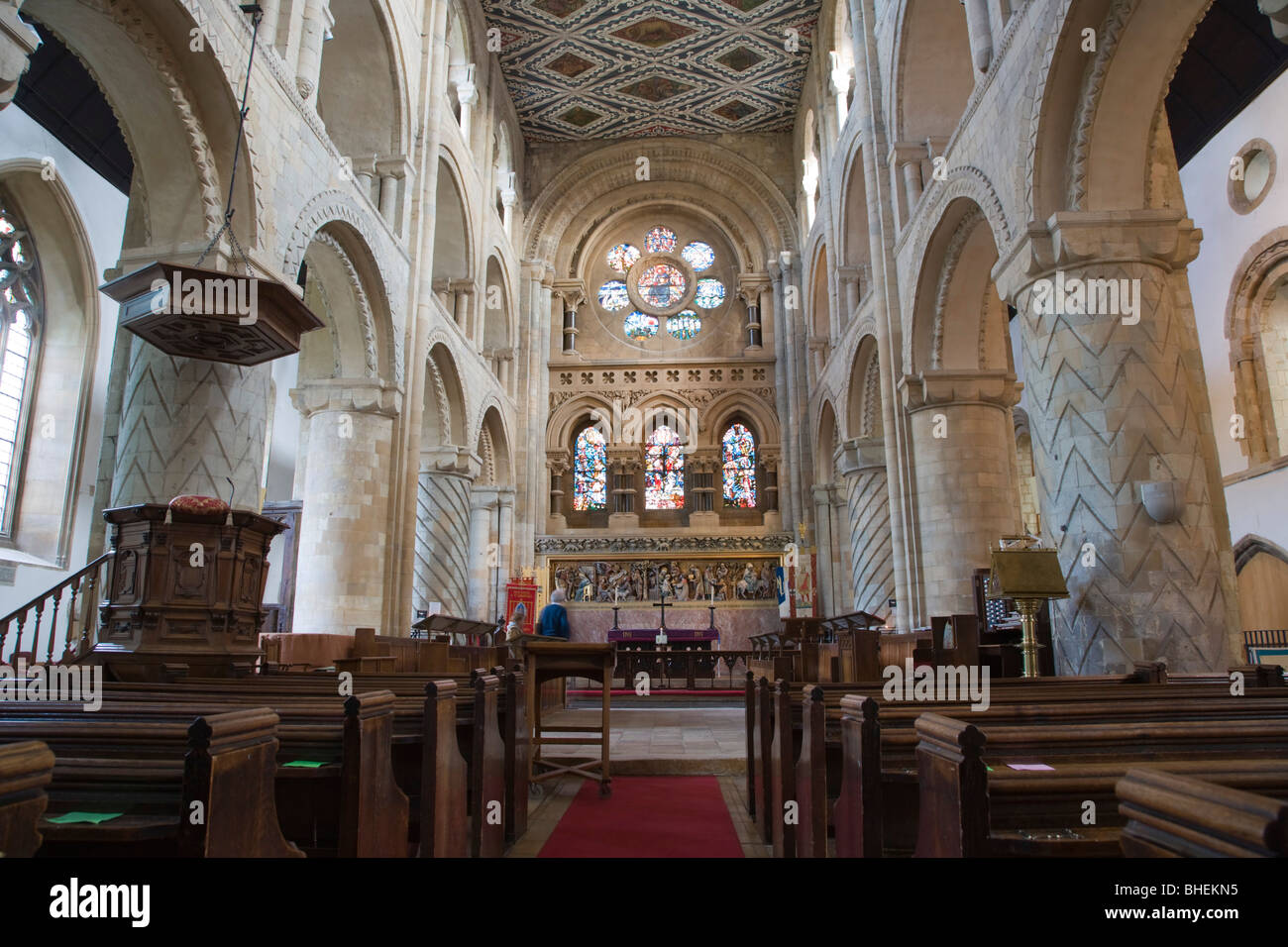 Chiesa dell'abbazia di Waltham interni. L Organo e navata unica. Essex. Inghilterra, Regno Unito Foto Stock