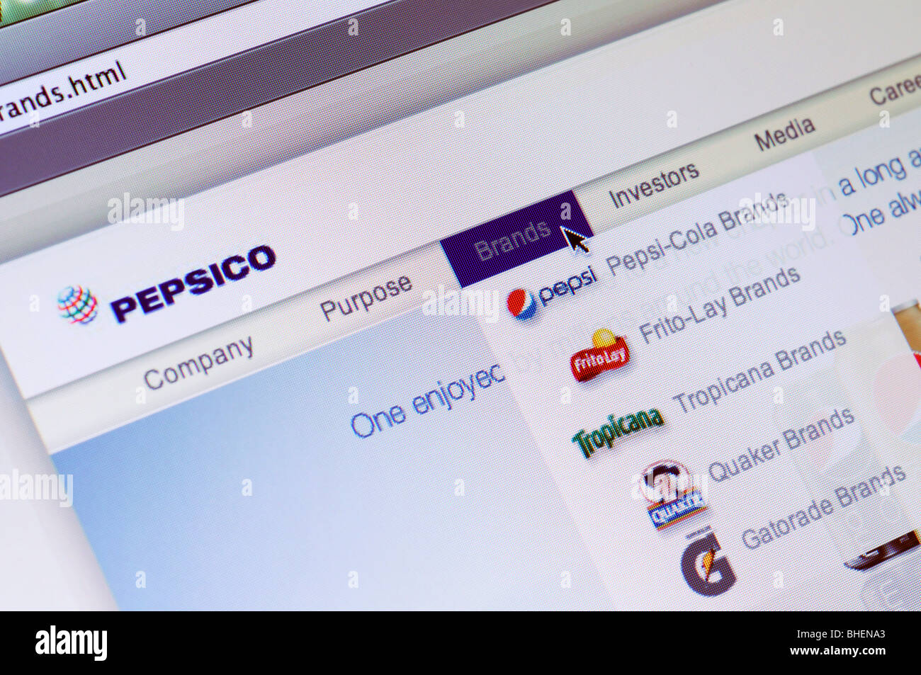 PepsiCo corporation sito web Foto Stock