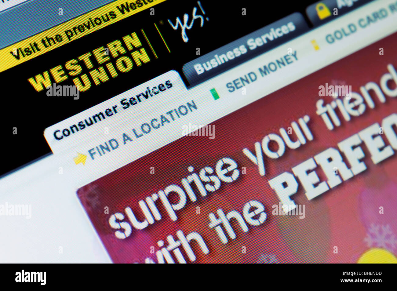 Sito web di Western Union Foto Stock