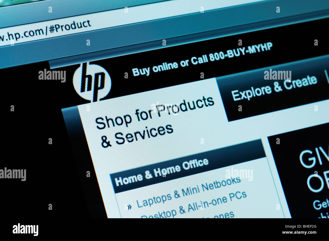 Hewlet Packard sito web Foto Stock