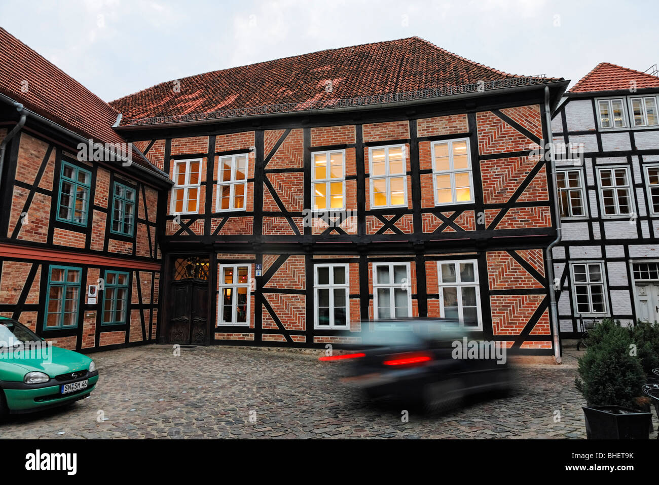 La struttura di legno house, Schwerin, Meclemburgo-Pomerania Occidentale, Germania Foto Stock