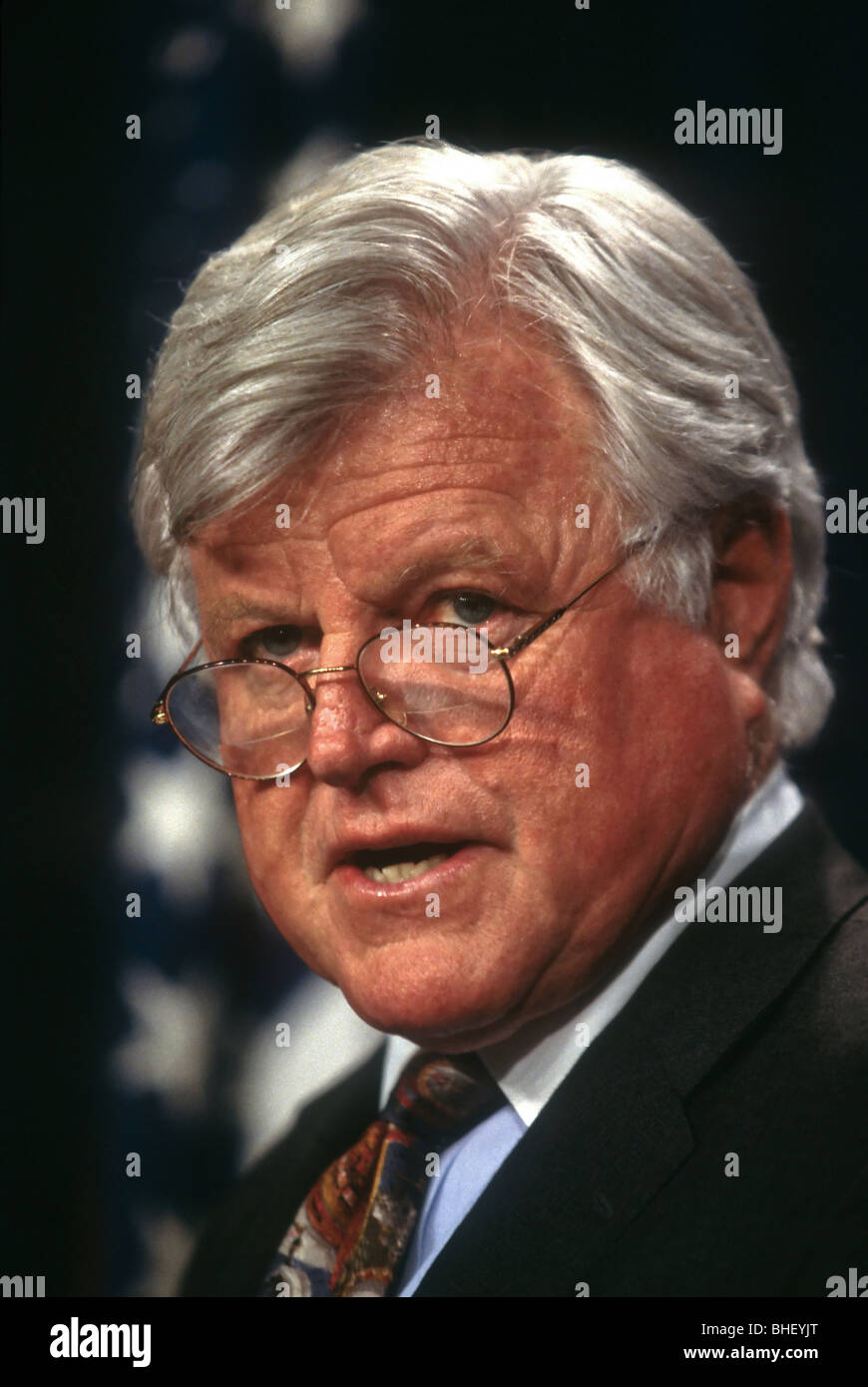 Il senatore Ted Kennedy durante un senato conferenza stampa sul Campidoglio Luglio 15, 1998 a Washington, DC. Foto Stock