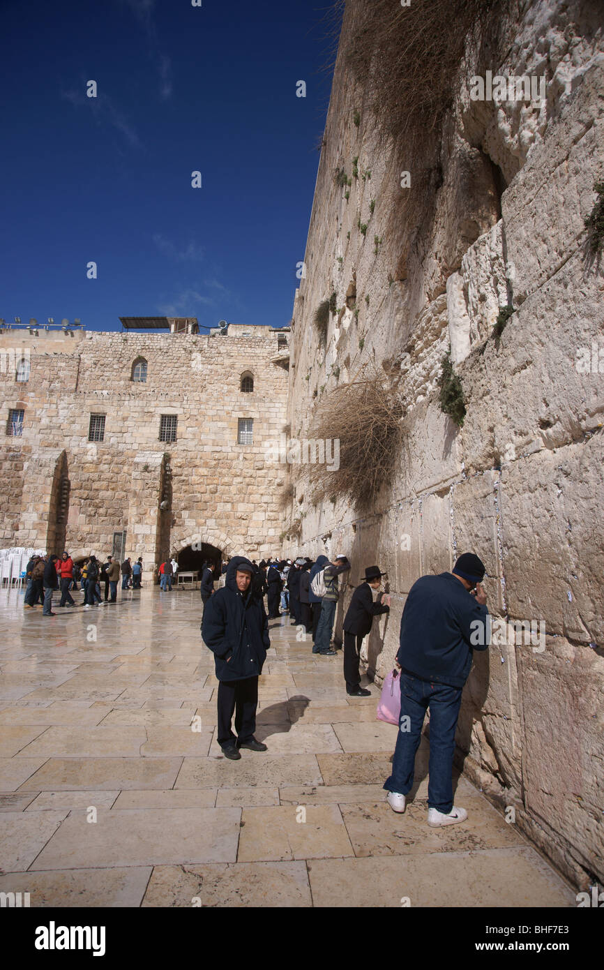 Pioggia in Gerusalemme,wester parete Foto Stock