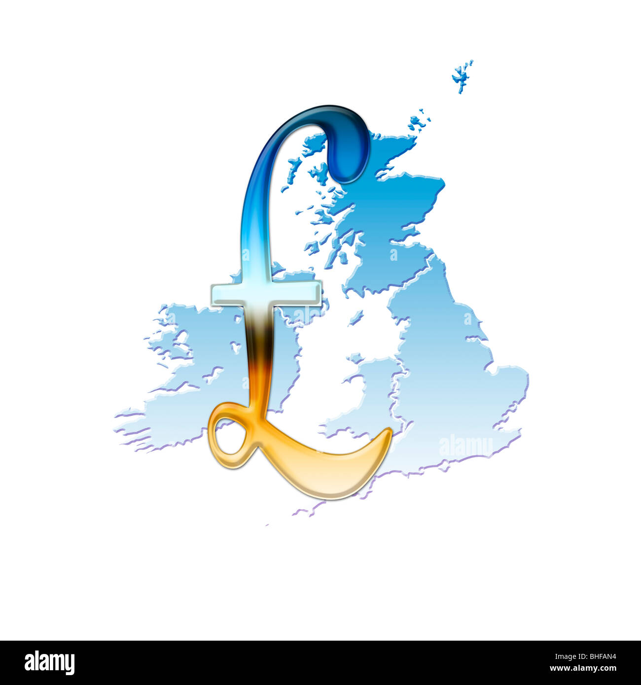 Regno Unito e la sterlina. Rappresentazione grafica di trattenere la Sterlina britannica Foto Stock