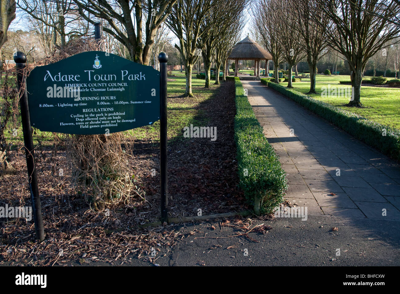 Adare Village il parco cittadino, County Limerick, Irlanda Foto Stock