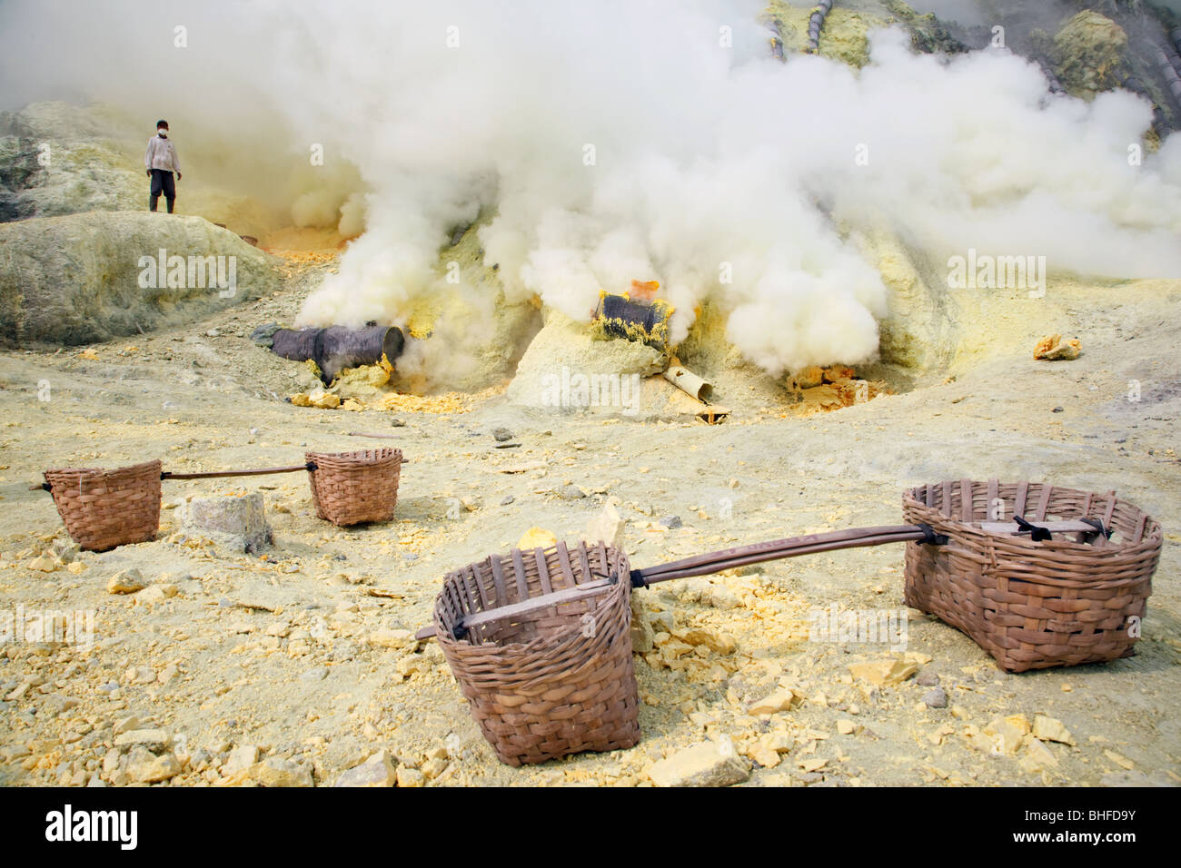 Kawah Ijen lago di zolfo su isola di Giava, in Indonesia Foto Stock