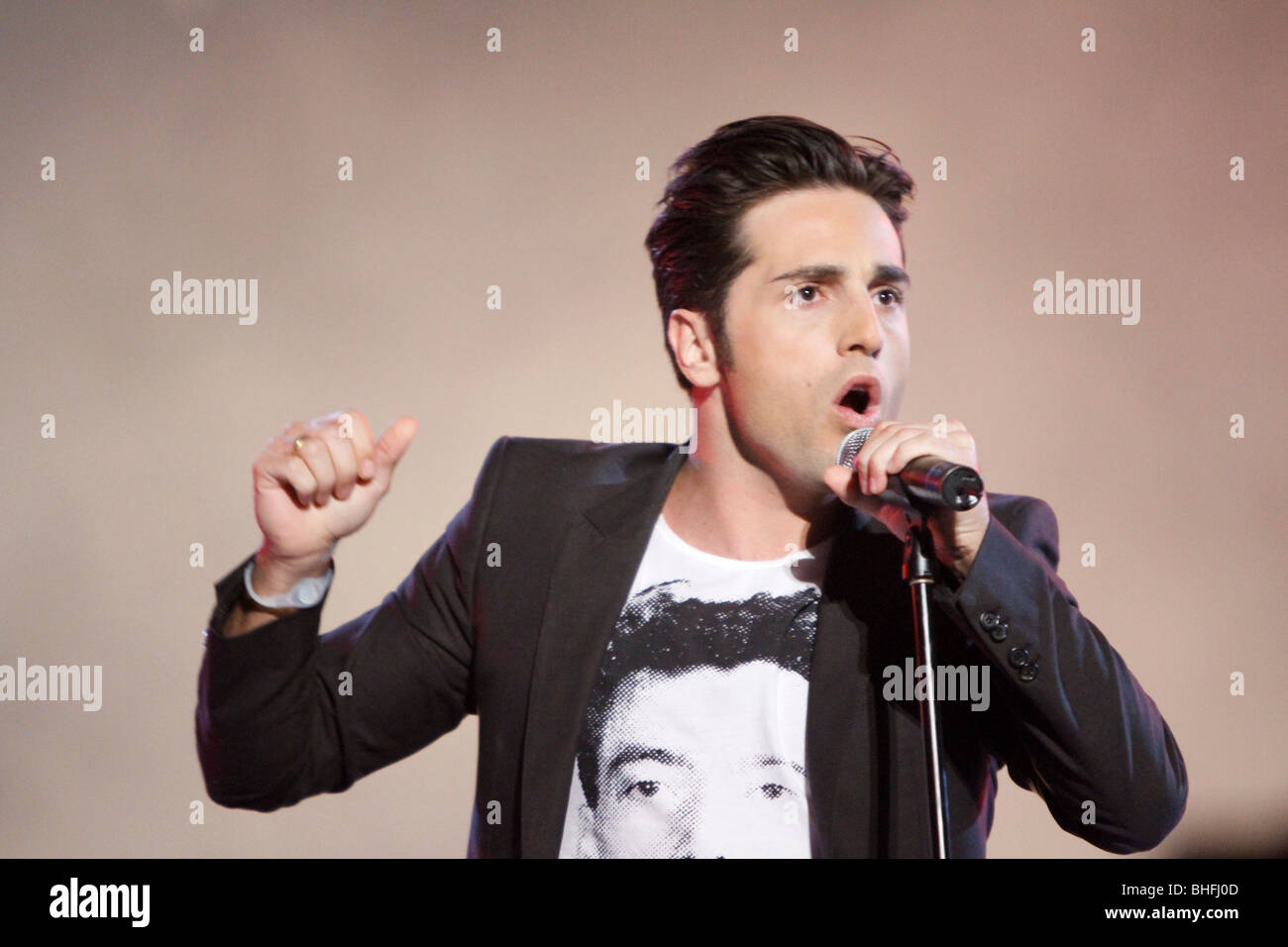 Il cantante spagnolo David Bustamante esegue un concerto presso Carnaval 2010 a Las Palmas de Gran Canaria, Spagna Foto Stock
