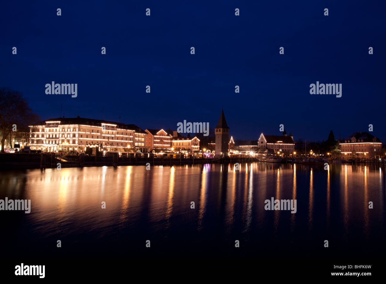 Vista panoramica di Lindau, Lago di Costanza (Bodensee) - Germania Foto Stock