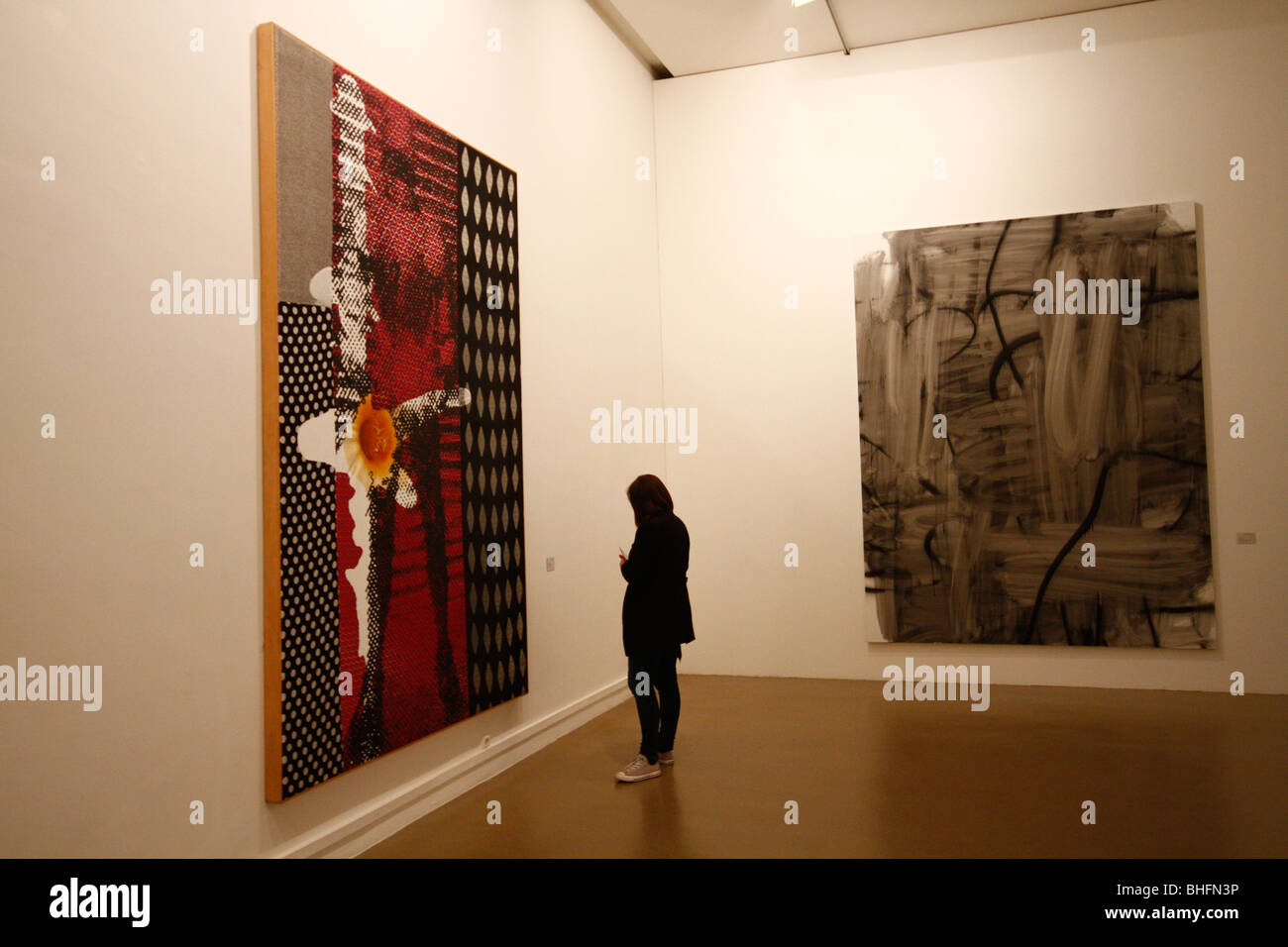 Le persone che cercano opere d'arte al MOMA, Parigi. Foto Stock