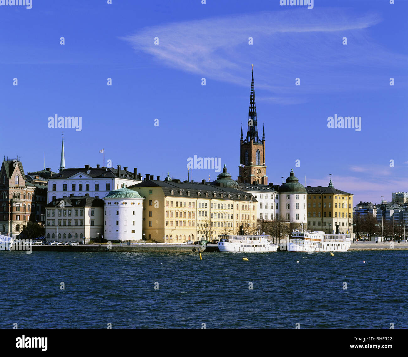 Geografia / viaggi, Svezia, Stoccolma, viste sulla città / cityscapes, vista di Riddarholmen al bay Riddarfjarden, Città Vecchia, Additional-Rights-Clearance-Info-Not-Available Foto Stock