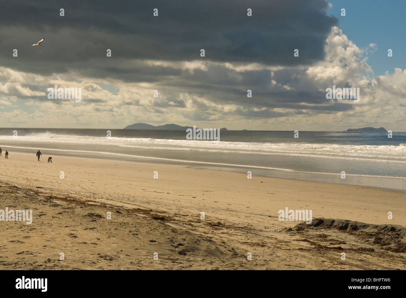 Imperial Beach, California, guardando verso le isole di Coronado in Messico Foto Stock