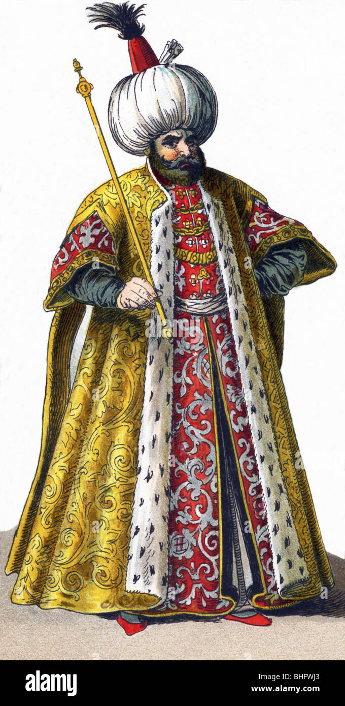 Qui rappresentato è un sultano ottomano nell'impero ottomano nel 1500. Foto Stock