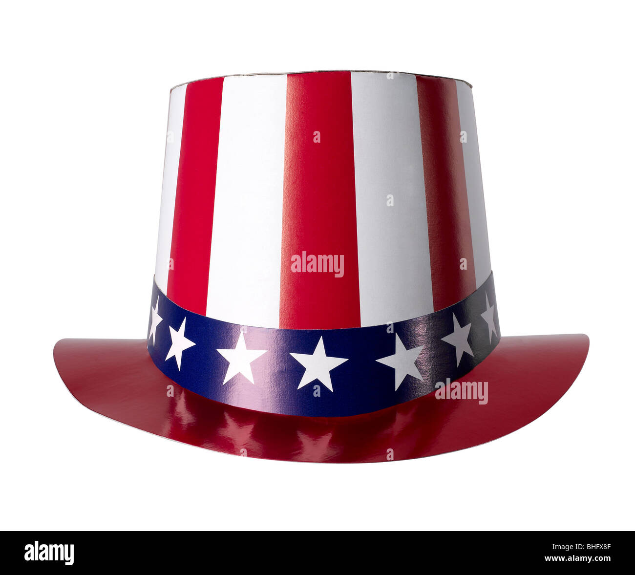 Lo zio Sam Top Hat 4 luglio patriottica bianco rosso blu strisce stelle Foto Stock