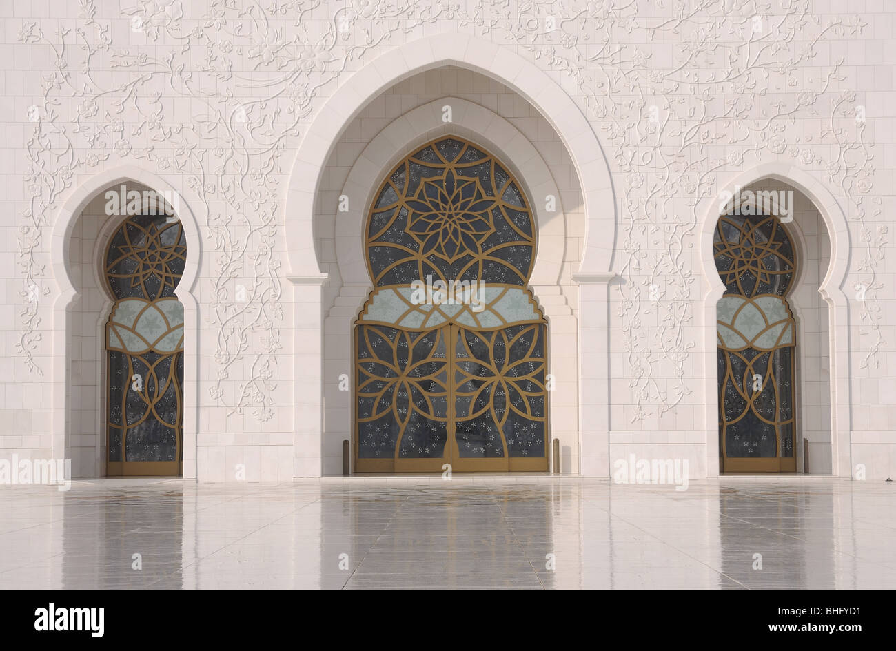 Porte della Moschea Sheikh Zayed di Abu Dhabi, Emirati arabi uniti Foto Stock
