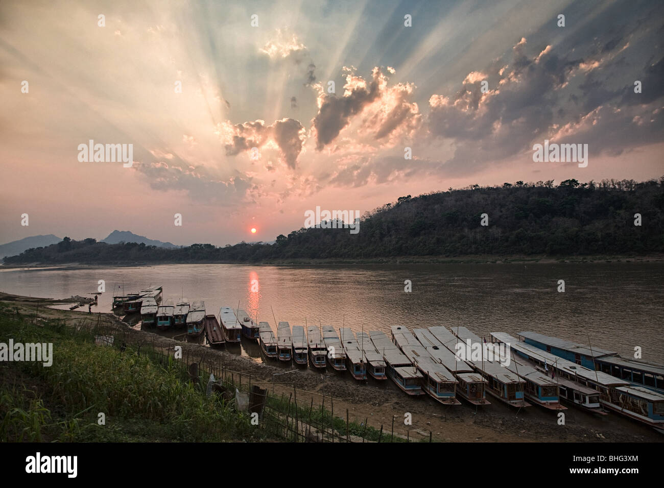 Il fiume Mekong Luang Prabang laos Foto Stock