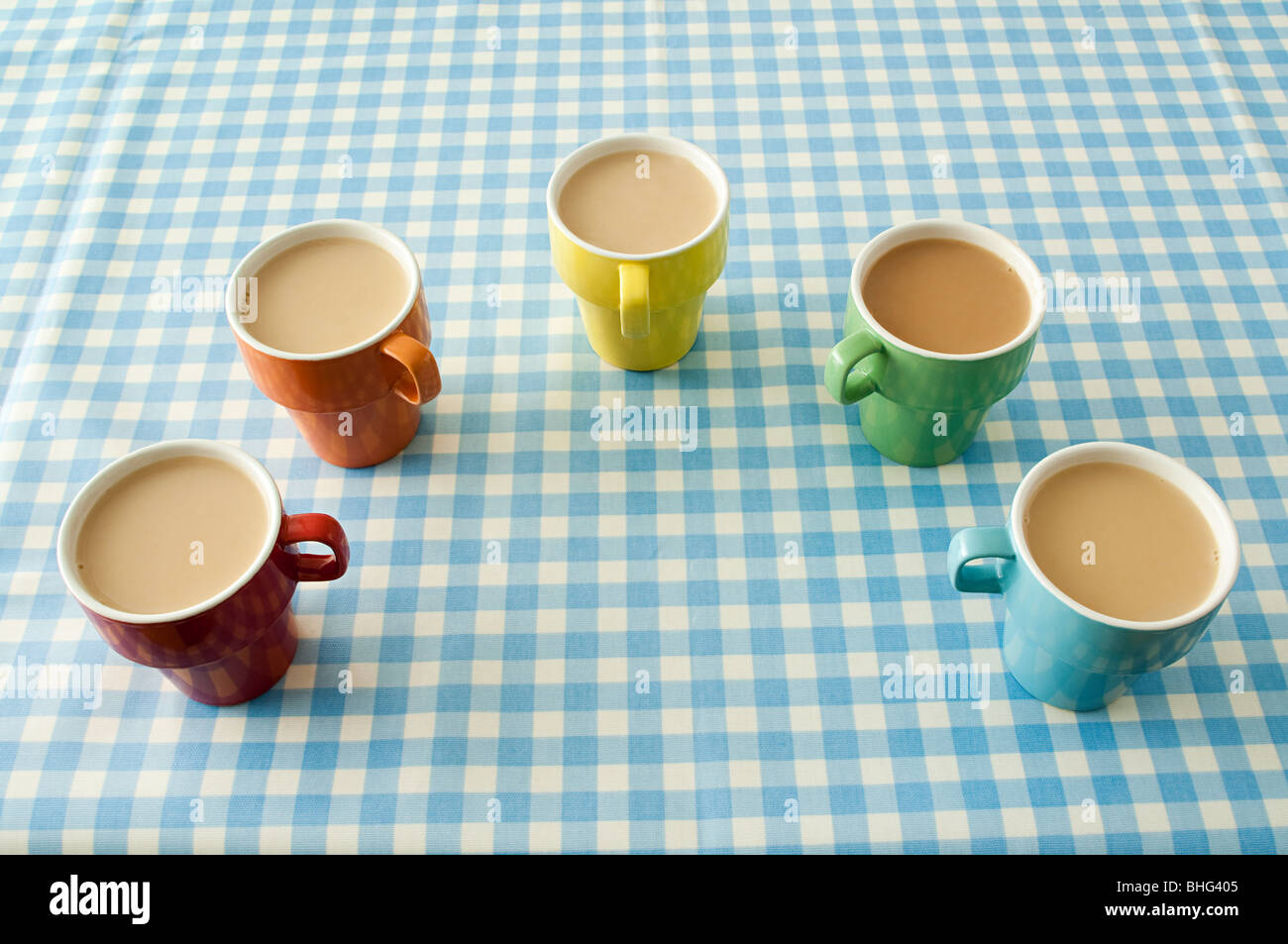 5 tazze di tè Foto Stock