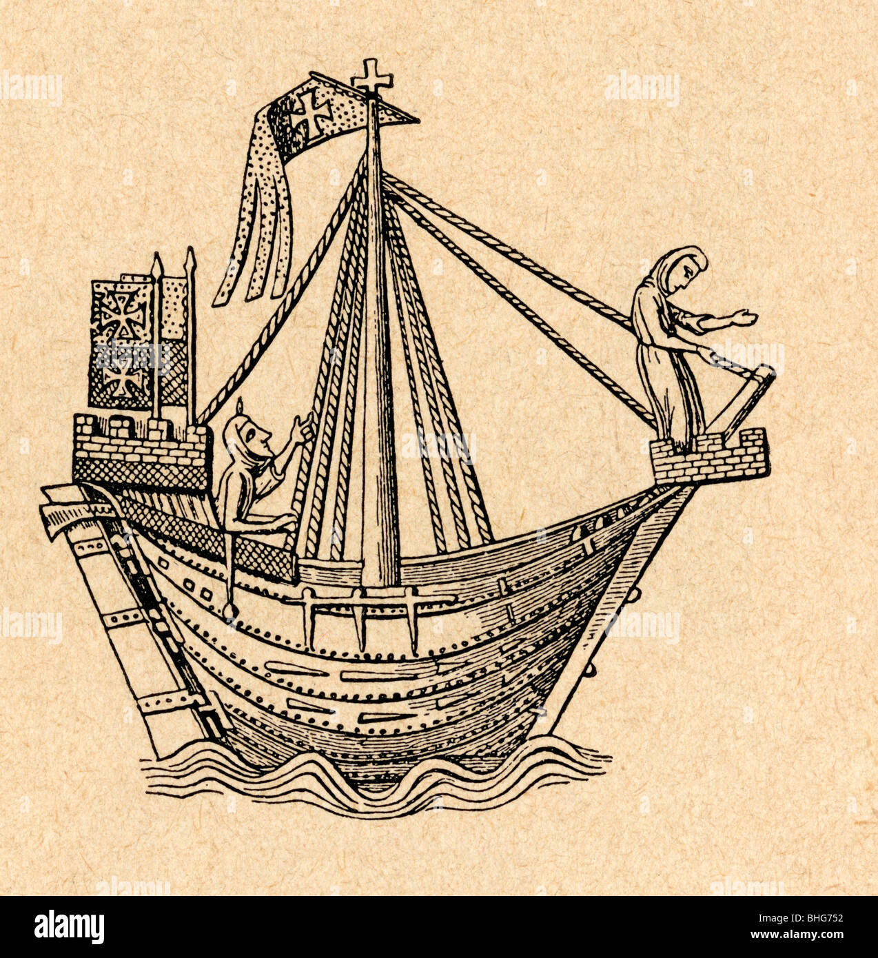 Un palazzo del XIV secolo nave a vela della Lega Anseatica. Foto Stock