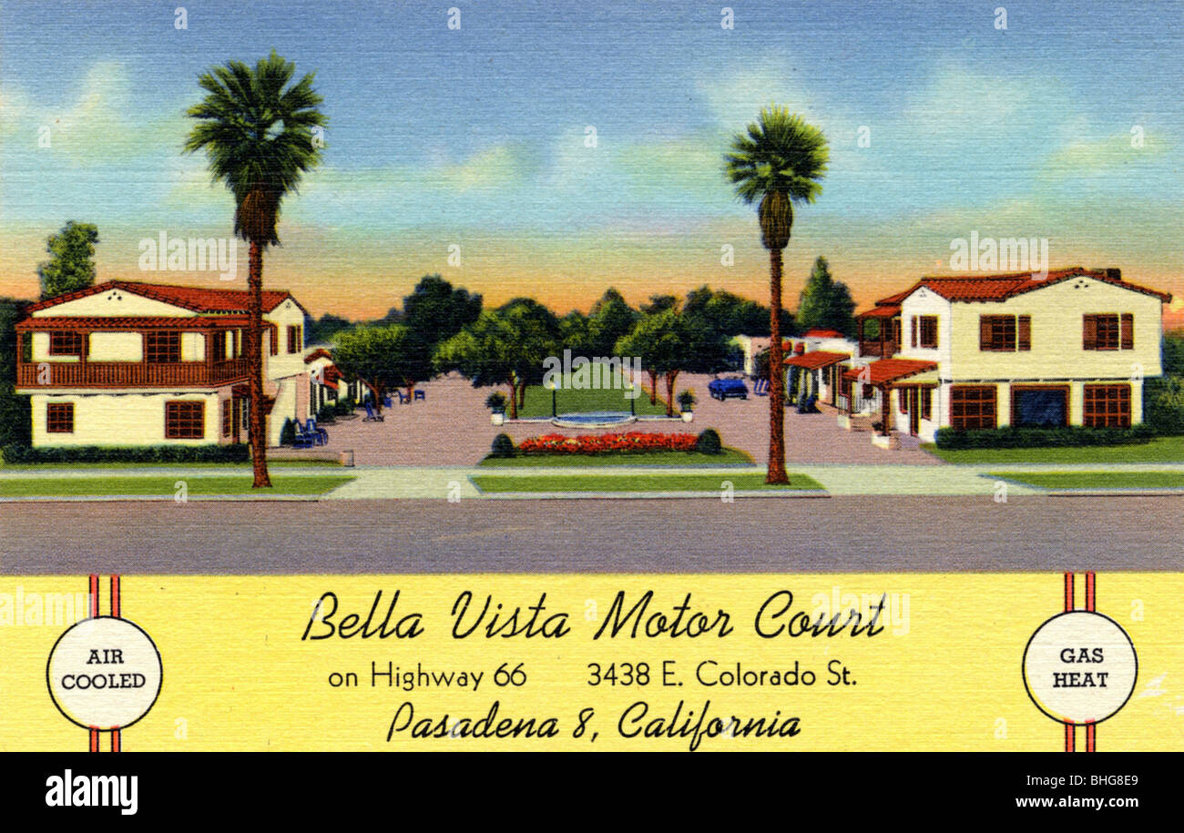 Bella Vista motore corte, Pasadena, California, Stati Uniti d'America, 1940. Artista: sconosciuto Foto Stock