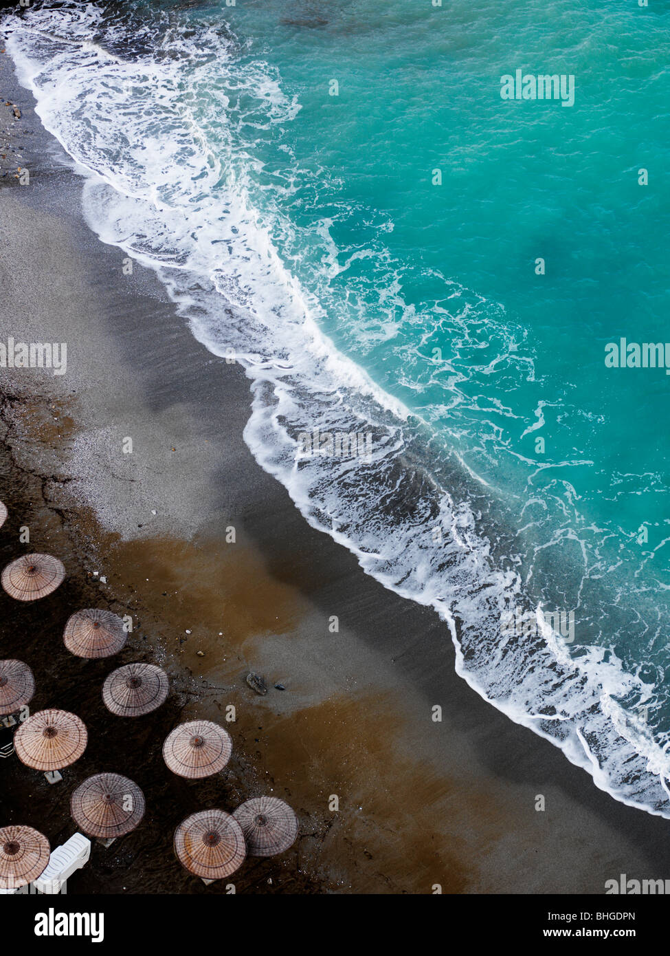 Vista di una spiaggia dal di sopra, la Turchia. Foto Stock
