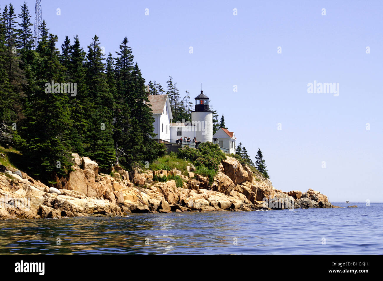 Bass Faro del porto di costa del Maine USA New England Foto Stock