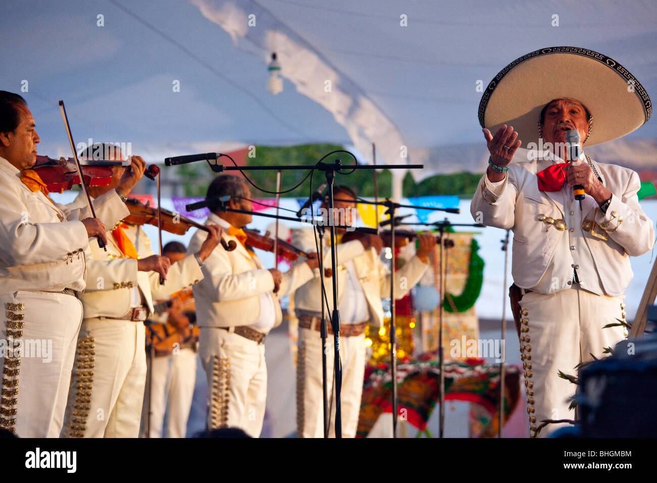 Banda Mariachi a Plaza Garibaldi durante il Festival di Santa Cecilia in Plaza Garibaldi Città Del Messico Foto Stock