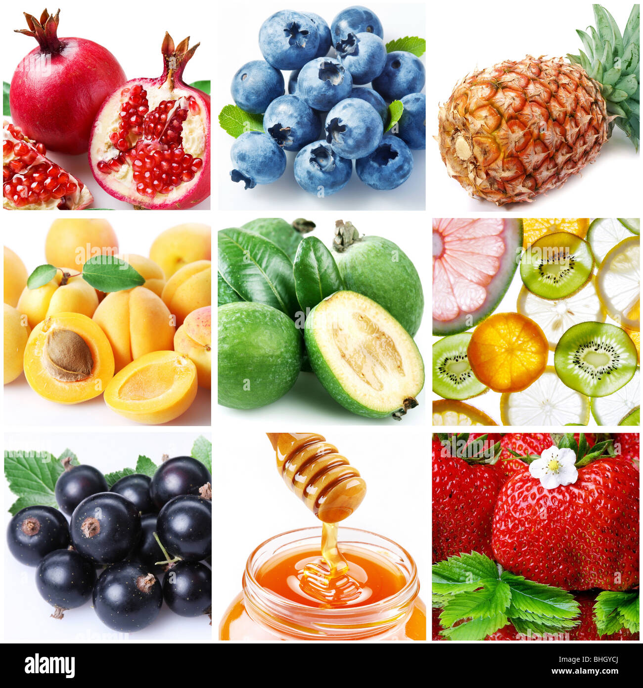 Raccolta di immagini sul tema della "frutti" Foto Stock