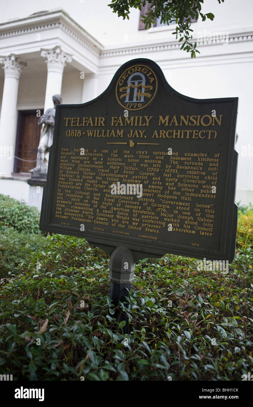 Famiglia Telfair Mansion (William Jay, Architetto) Questo edificio è uno dei luoghi notevoli esempi di architettura Regency Foto Stock