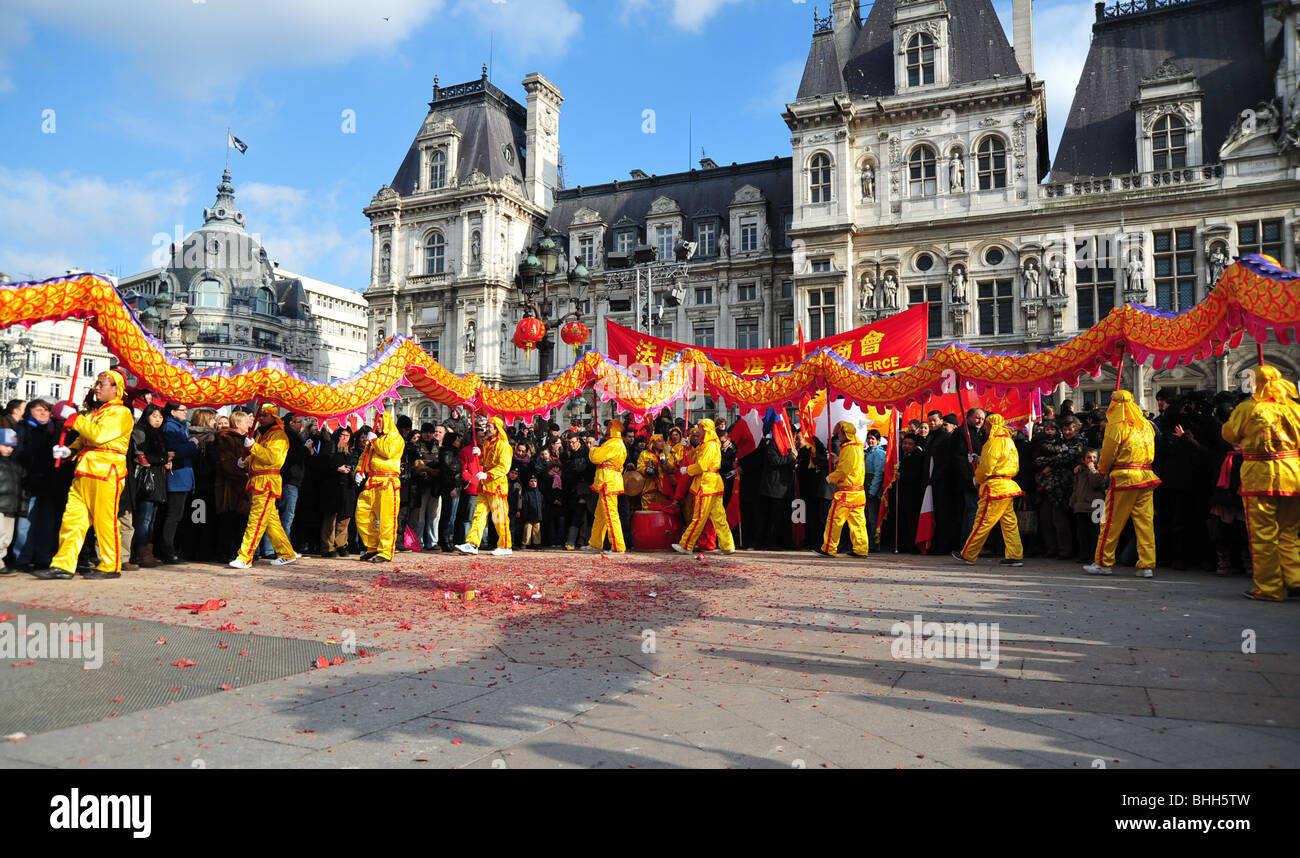 'Nuovo Anno Cinese' celebrazioni 2010 chinatown Parigi Foto Stock