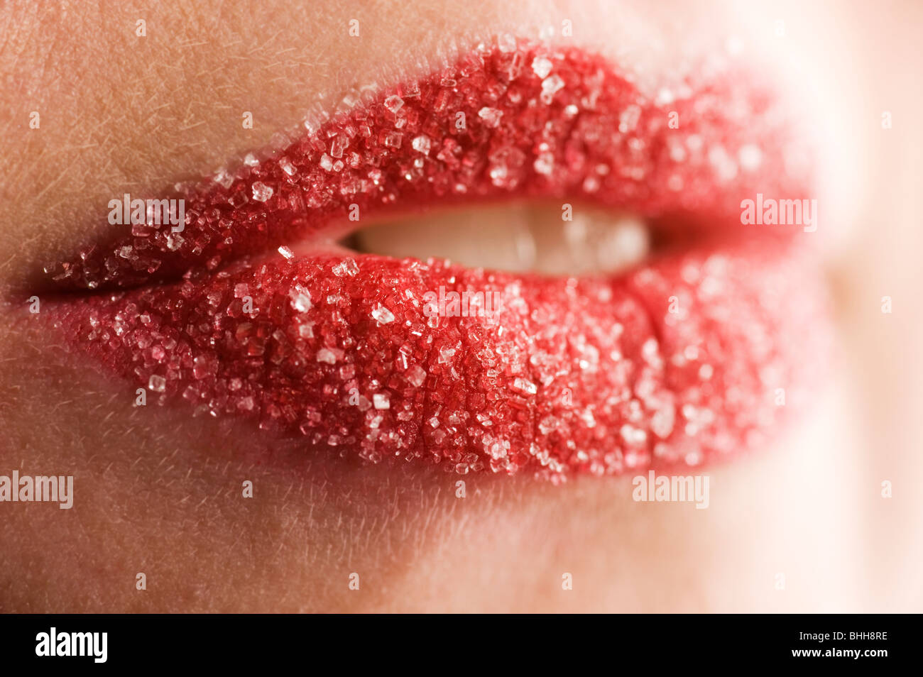 Labbra zuccherine, close-up. Foto Stock