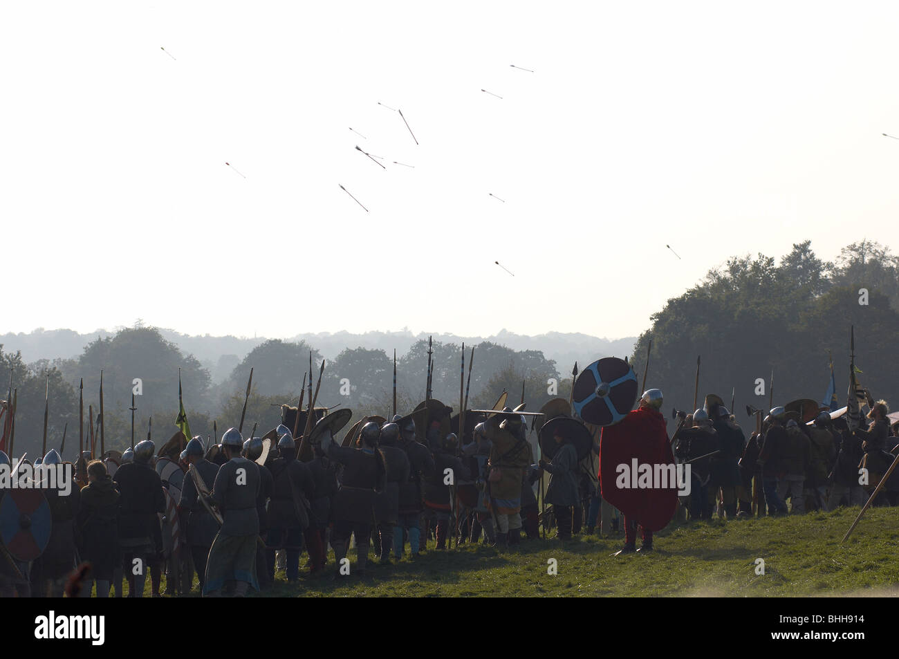 Battaglia hastings rievocazione lancia Foto Stock