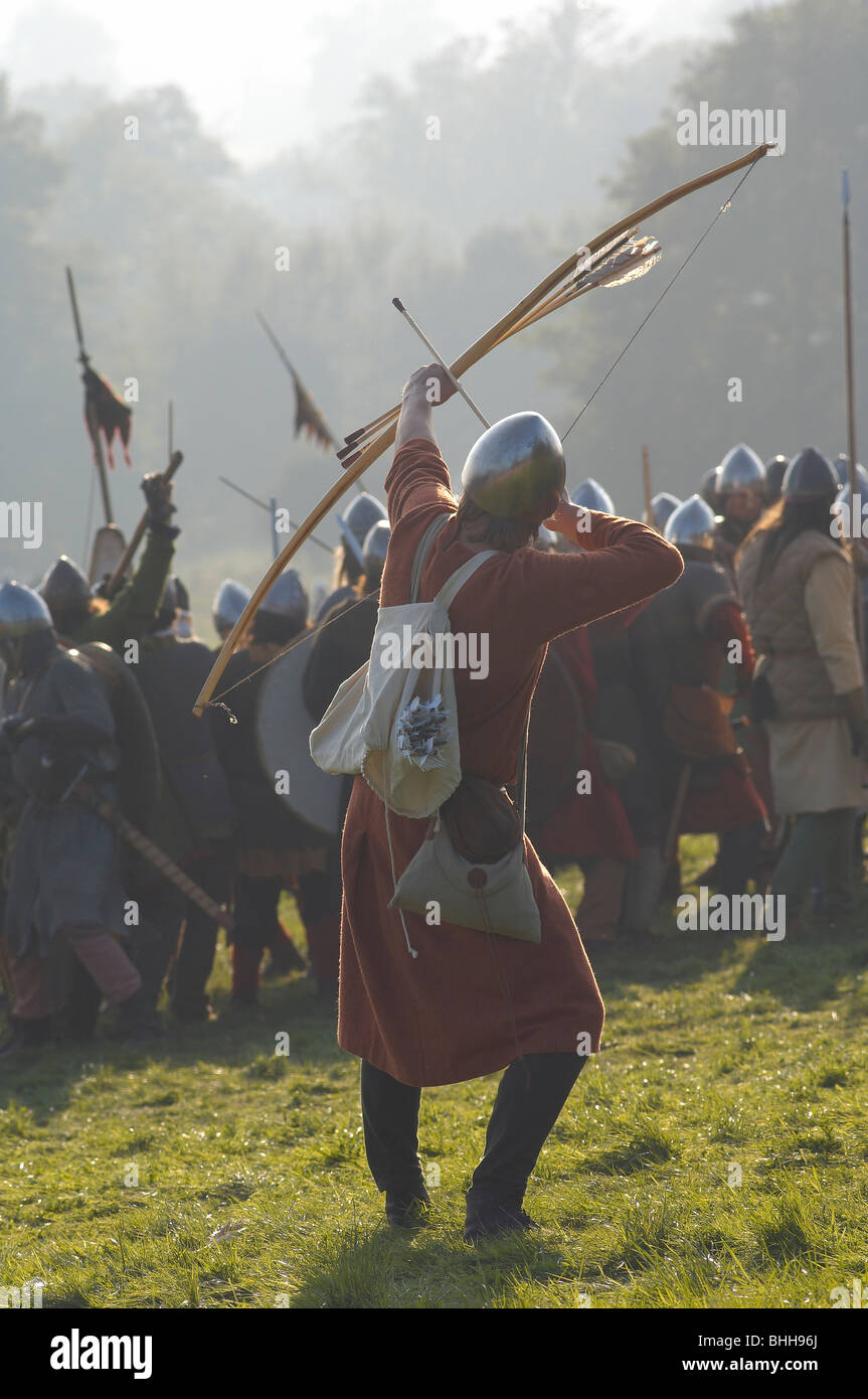 Battaglia hastings rievocazione bowman Foto Stock