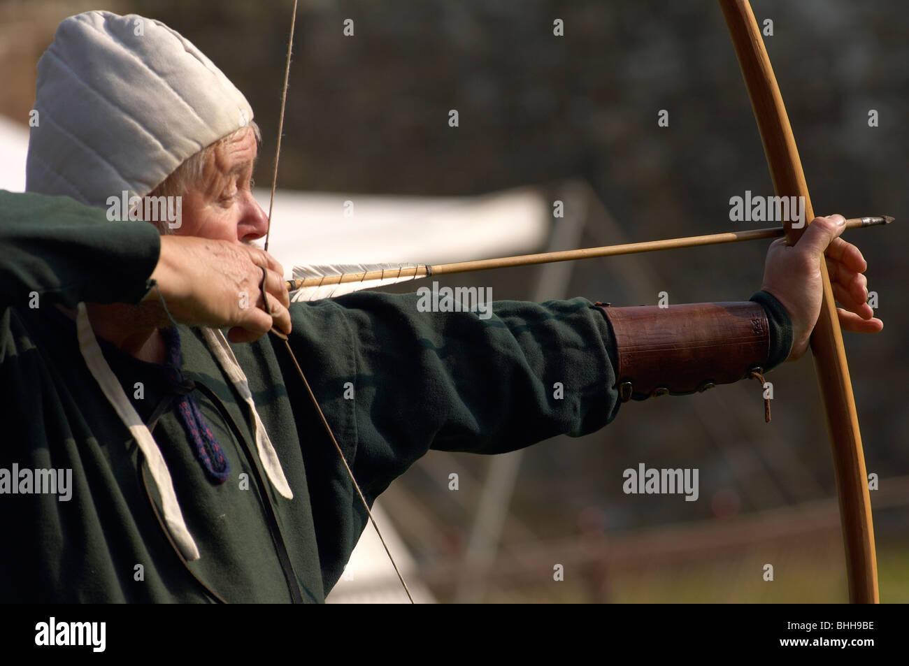 Battaglia hastings rievocazione freccia di prua bowman obiettivo Foto Stock