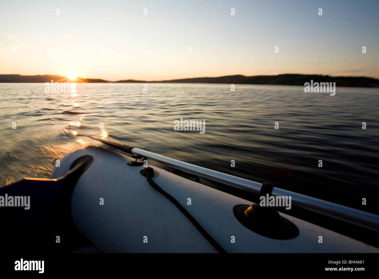 Un viaggio in barca, Angermanland river, Svezia. Foto Stock