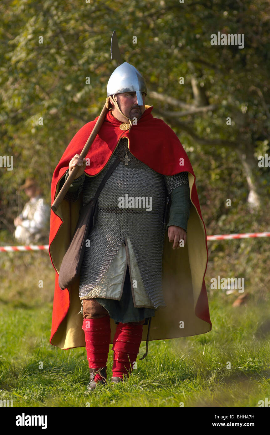 Battaglia hastings rievocazione della fanteria sassone ax Foto Stock