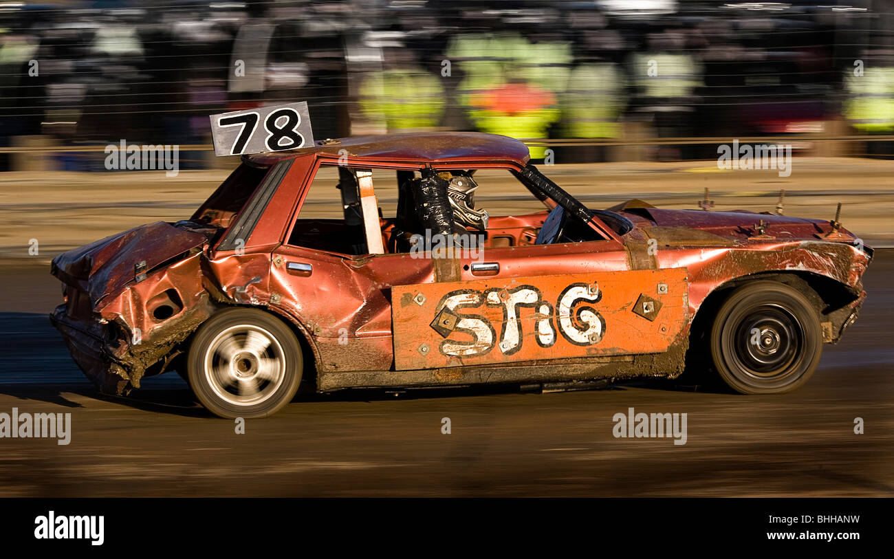 Hot Rod banger racing circuito. Foto Stock