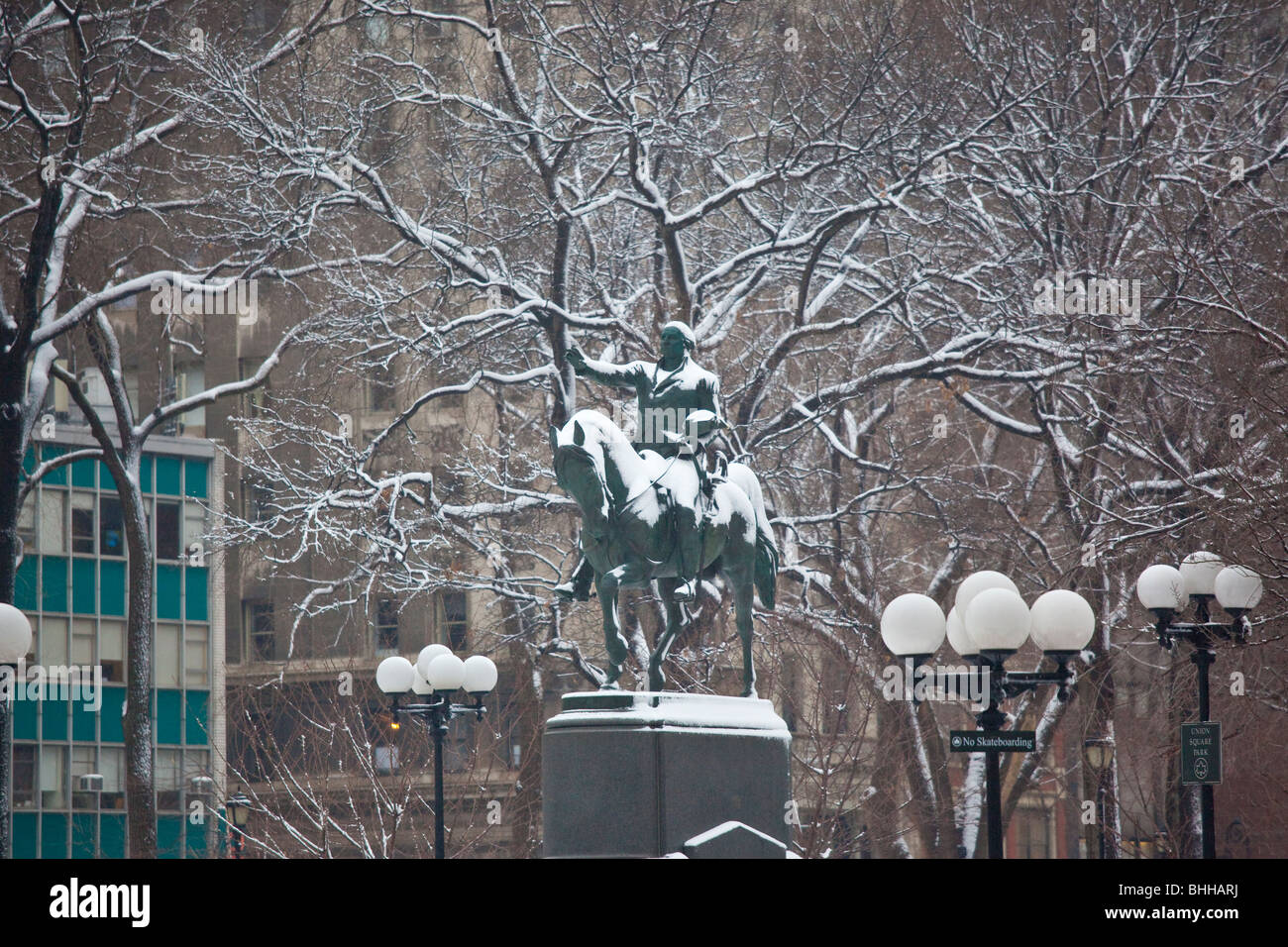 Inverno in Union Square di New York City Foto Stock