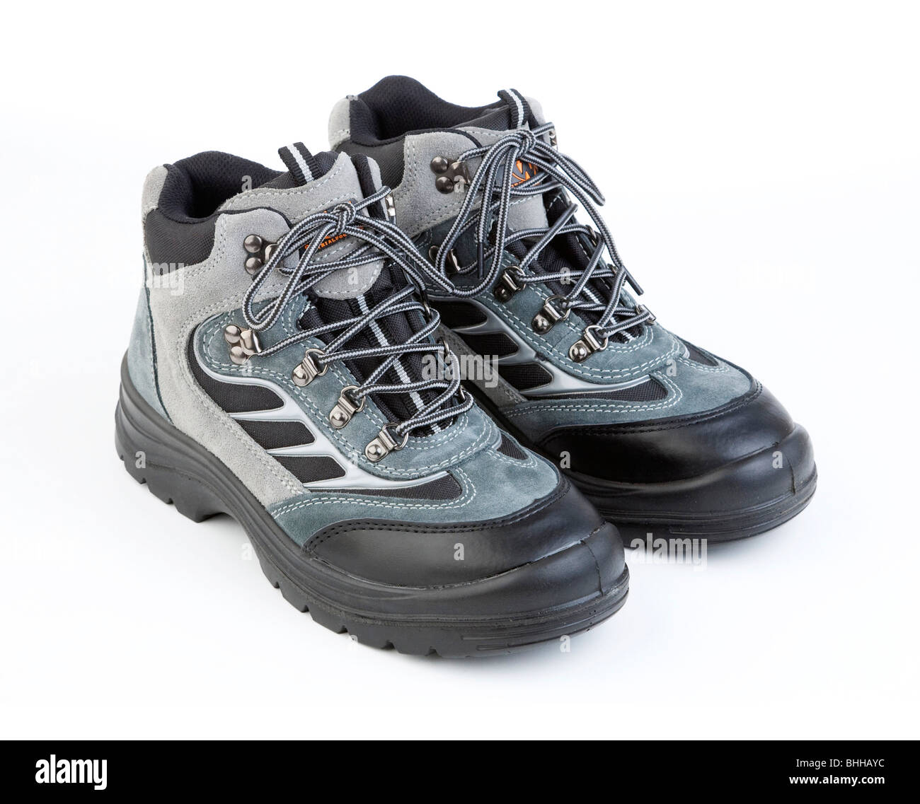 Industriali stivali di sicurezza in acciaio con puntale protettivo Foto Stock