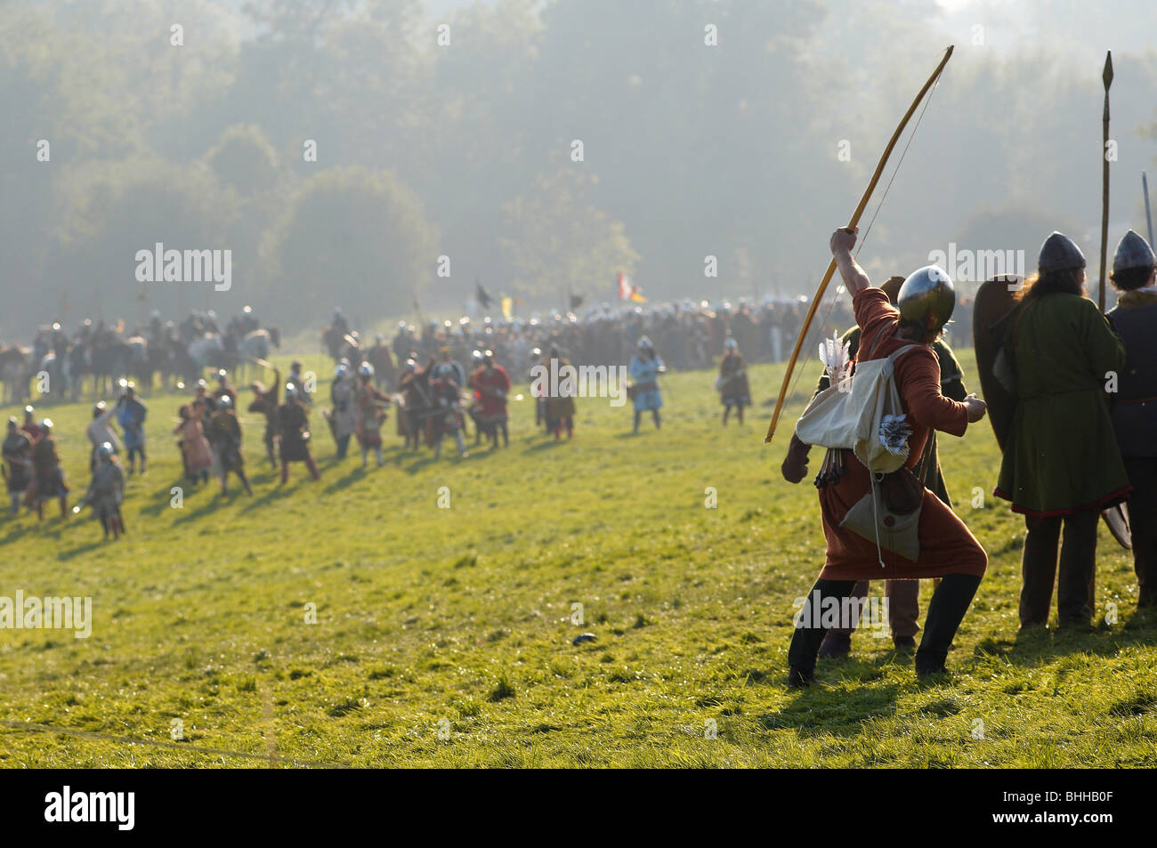 Battaglia hastings rievocazione bowman freccia lancia Foto Stock