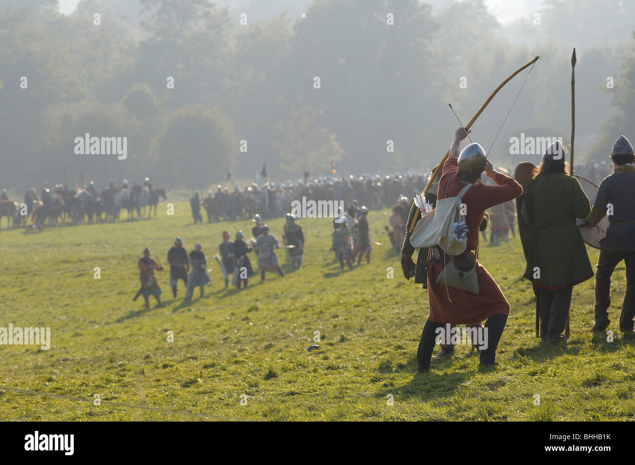 Battaglia hastings rievocazione bowman freccia lancia Foto Stock