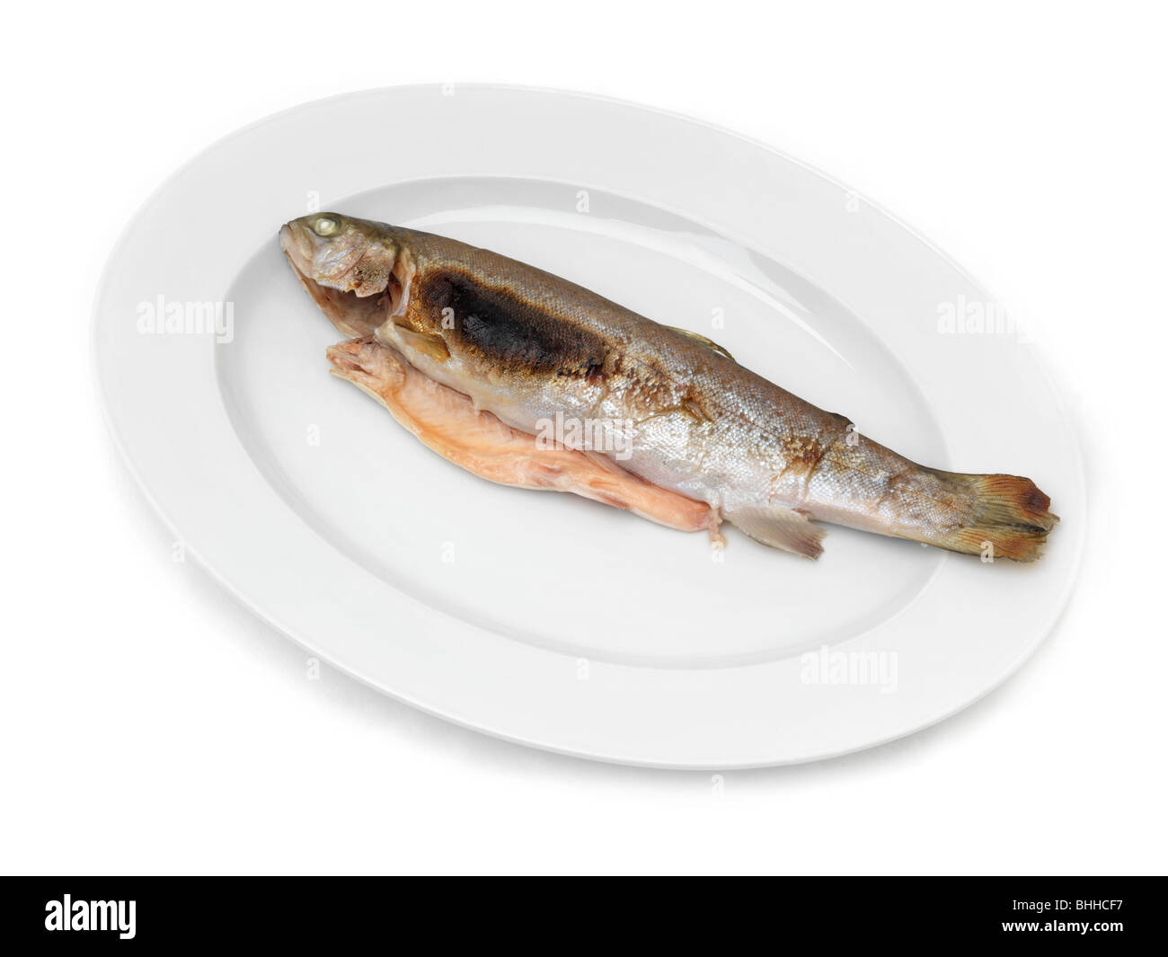 Una grigliata di pesce trote Foto Stock