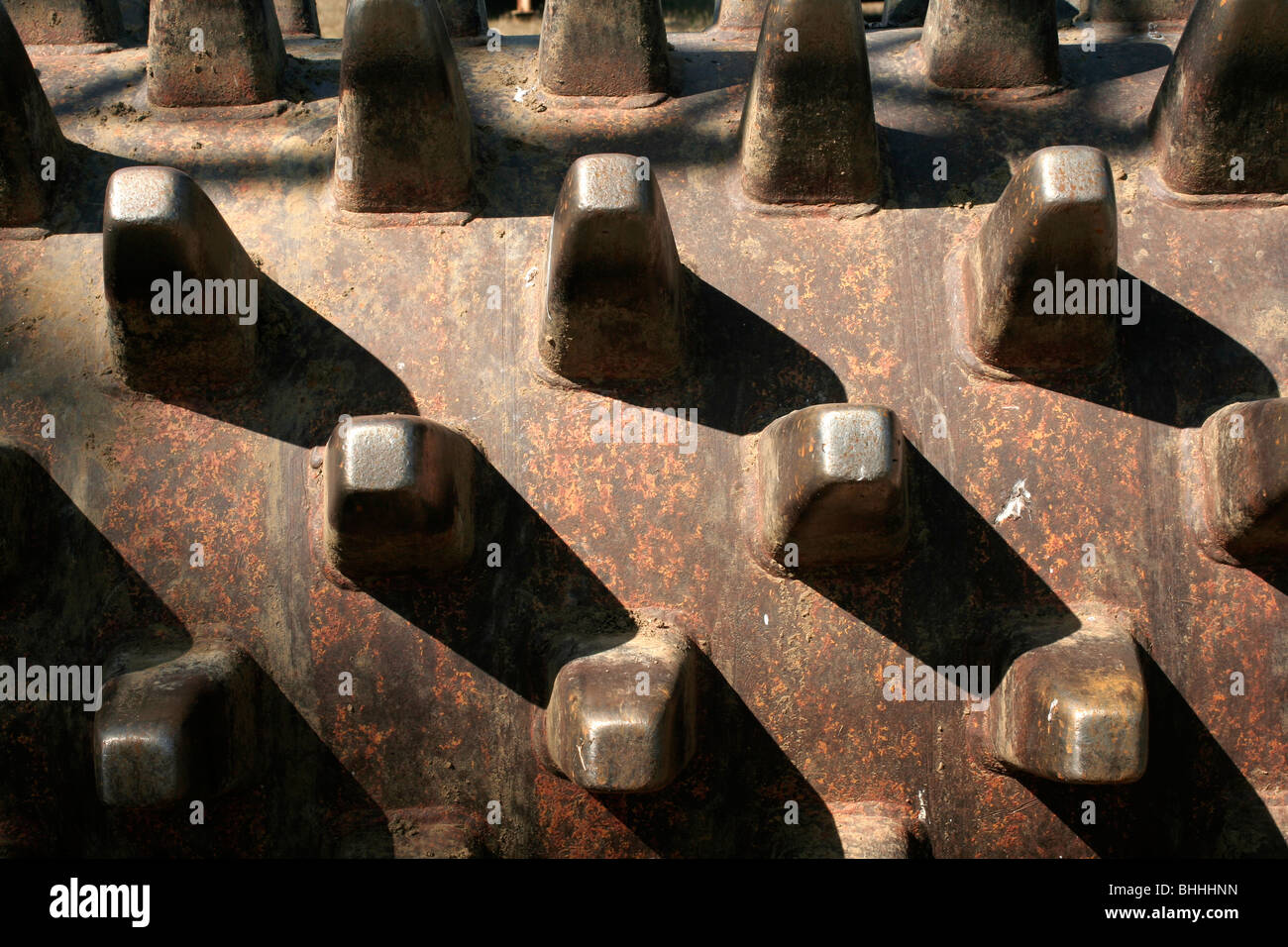 Sheepsfoot compactor per la costruzione di strade Foto Stock