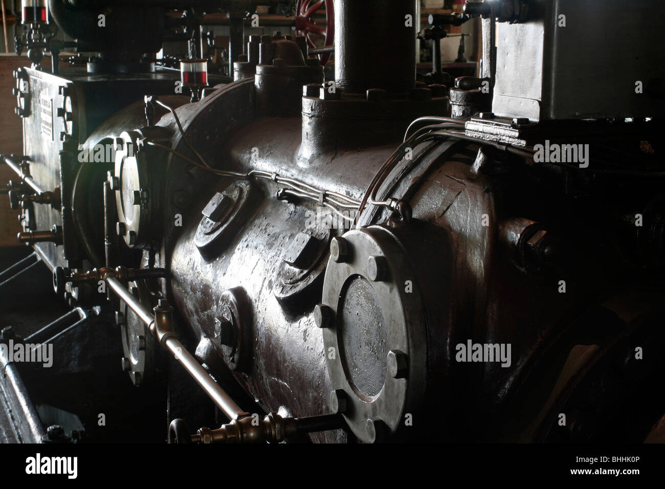 Grande fermo motore a vapore con cilindro orizzontale Foto Stock
