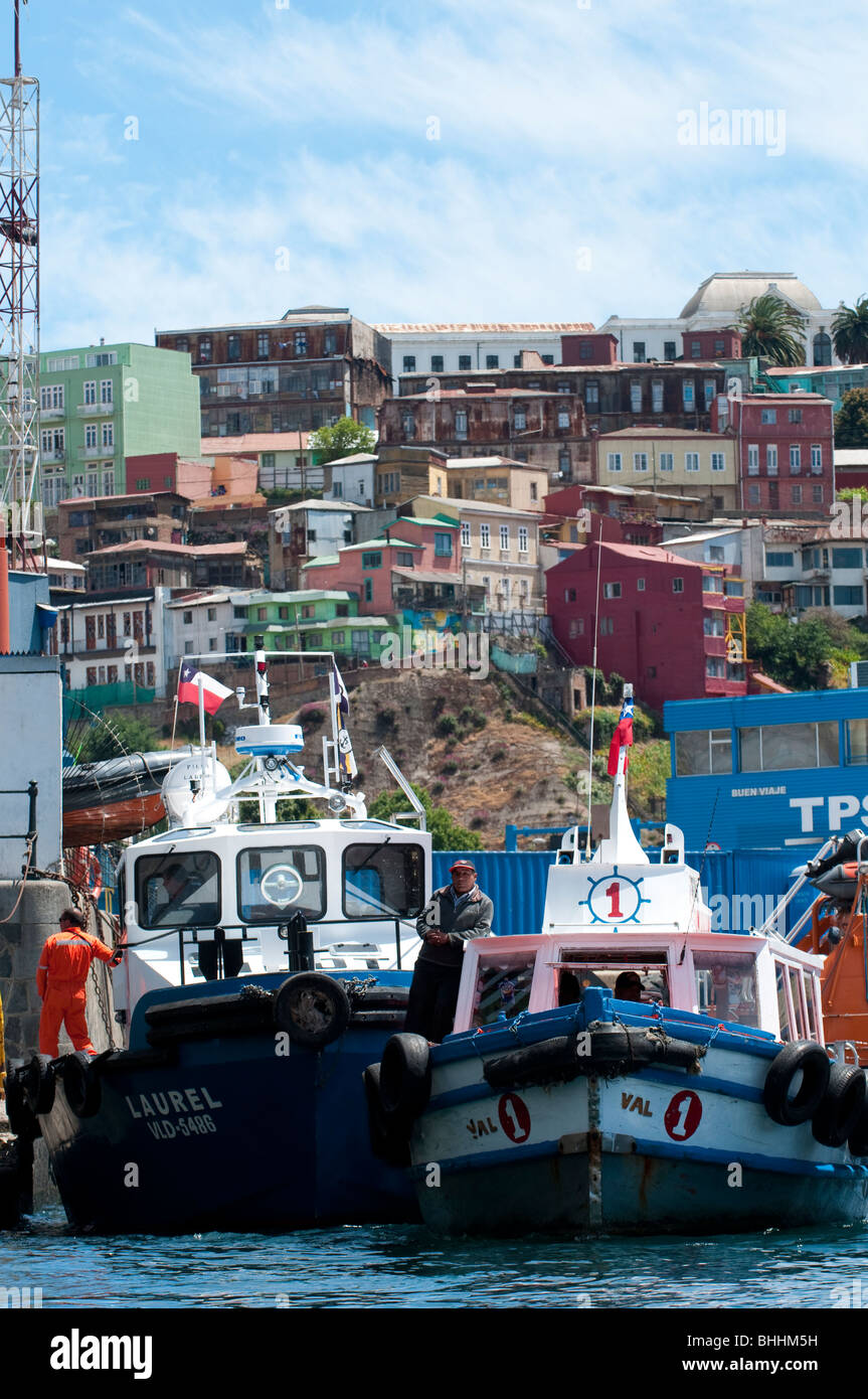 Il Cile del porto della città di Valparaiso Foto Stock