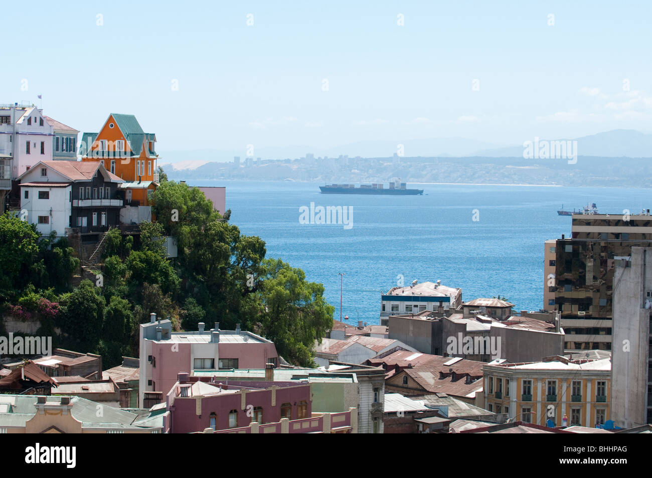 Il Cile del porto della città di Valparaiso Foto Stock