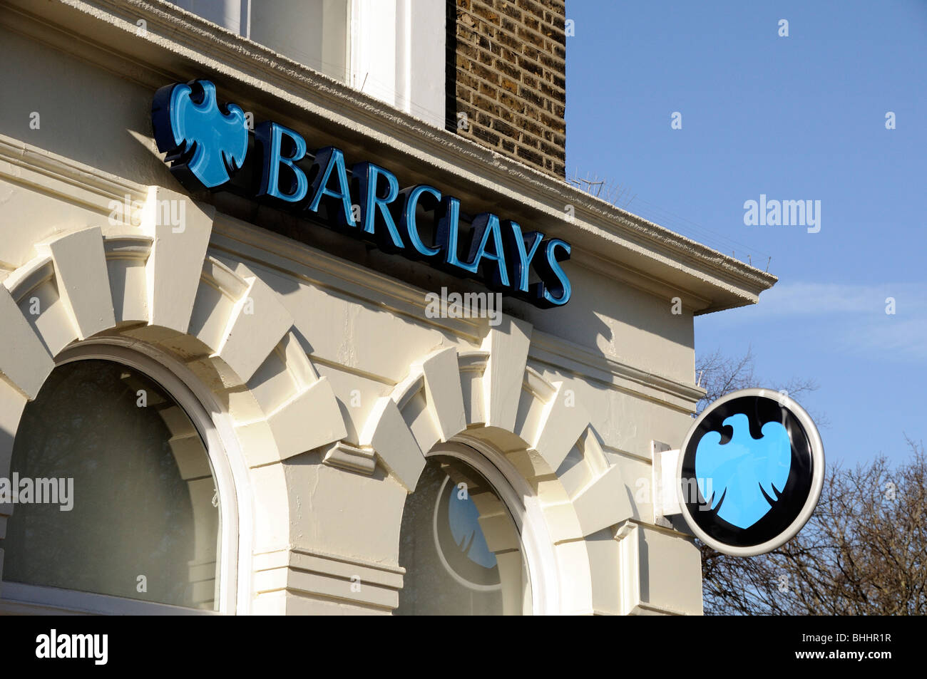 Barclays Bank segno angolo di Highbury Londra Inghilterra REGNO UNITO Foto Stock