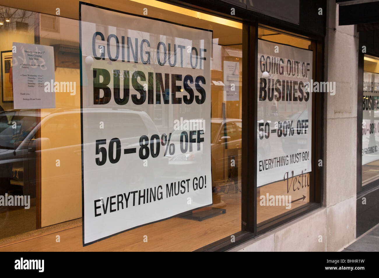 Andando al di fuori del segno aziendale. Oak Park, Illinois. Foto Stock