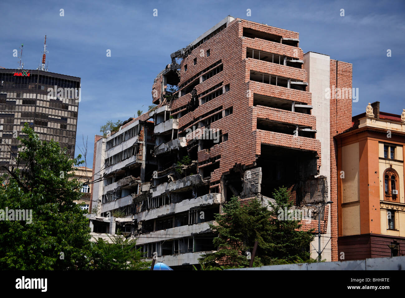 Bombardamenti della NATO a Belgrado, distruzione, Serbia Foto Stock