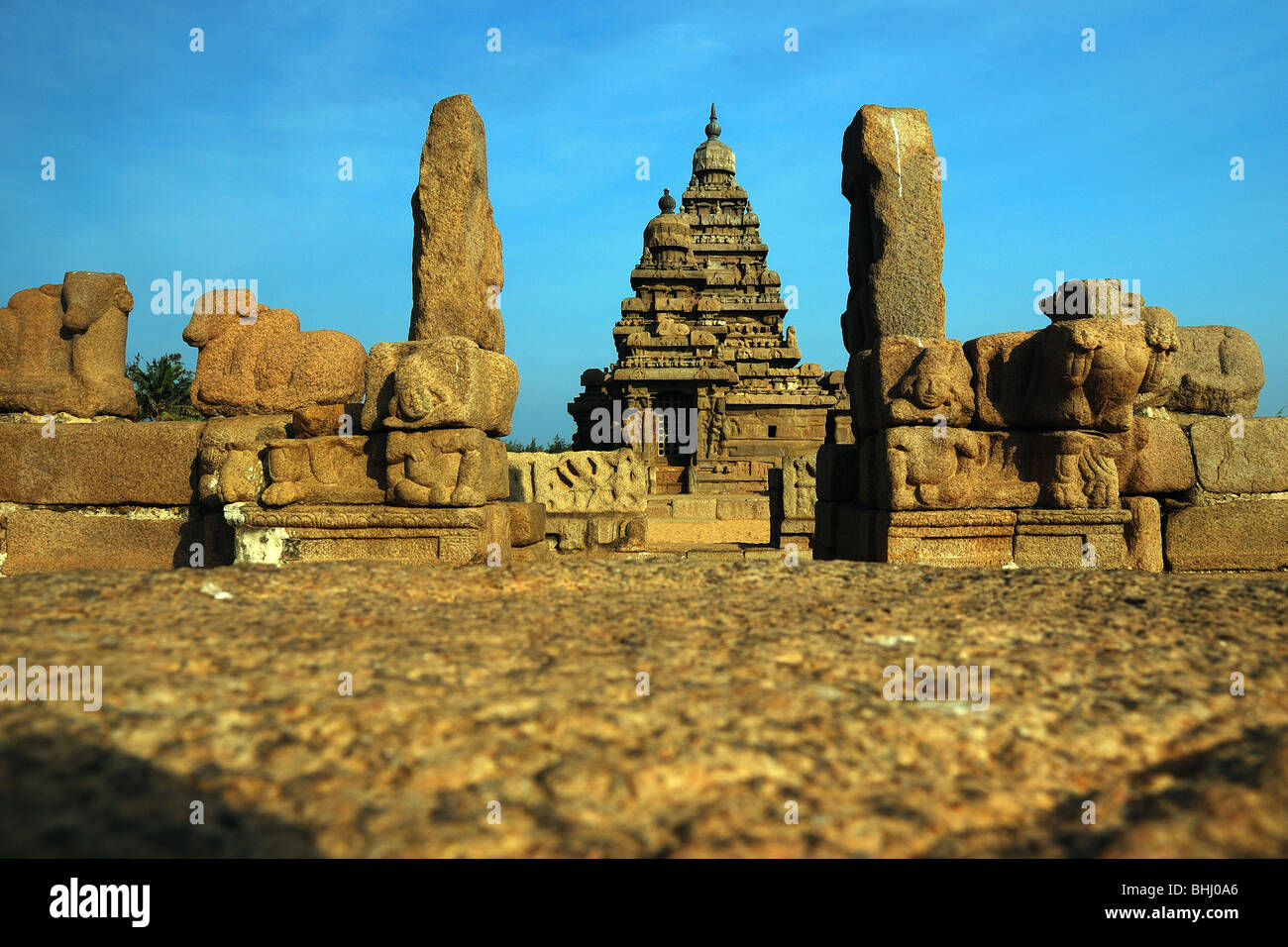 Mare tempio di Mahabalipuram Madras - India Foto Stock